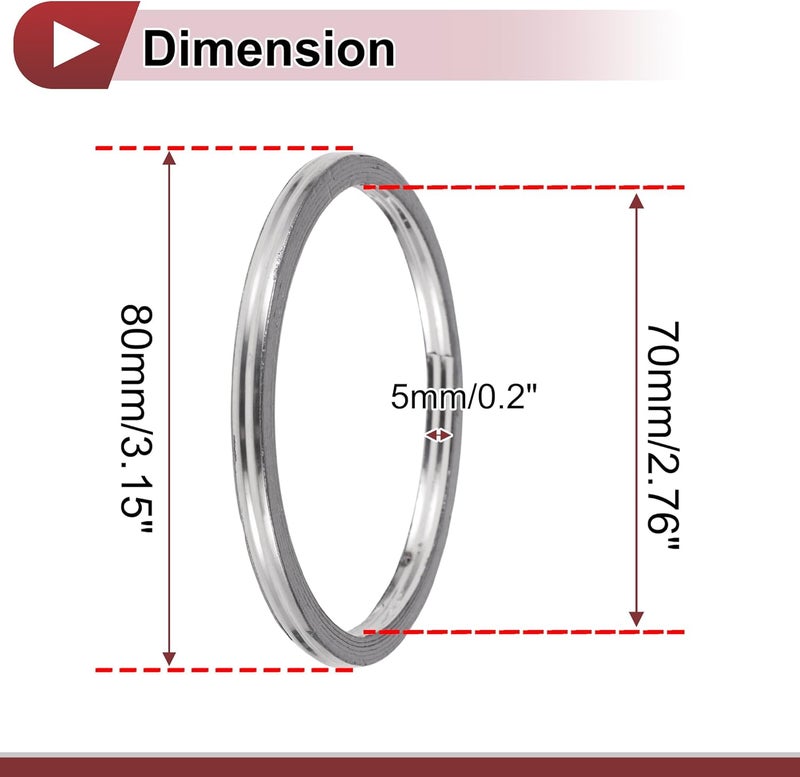 REPAIROCK ID 70mm Exhaust Manifold Gasket Prevent Leak Noise Exhaust Donut Gasket Muffler Ring Exhaust Flange Gasket for Car SUV Truck Graphite Stainless Steel - Image 4